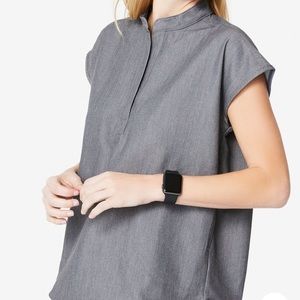 Rafaela Graphite Scrub Top- Figs Medium
